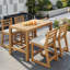 Ensemble de bar de patio rustique 5 pièces TREXM, ensemble de table de patio et chaises avec chaises ergonomiques, plateau de table à lattes en bois massif pour piscine, balcon, cour arrière, porche (teck clair + coussin beige)-1556118568