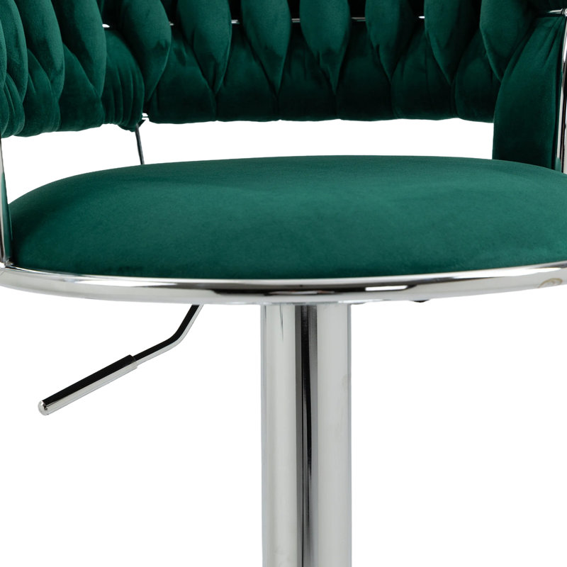 Andraya Swivel Upholstered Adjustable Height Counter Stool with Metal Frame, Green