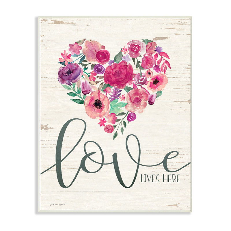 « love lives », reproduction d’impression en bois blanc cœur, H 15 po x l 10 po x P 0,5 po, Plaque murale
