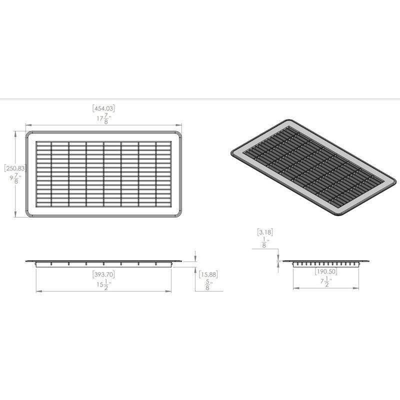 Retour de plancher blanc épais, H 0,625 po x l 8 po x P 16 po