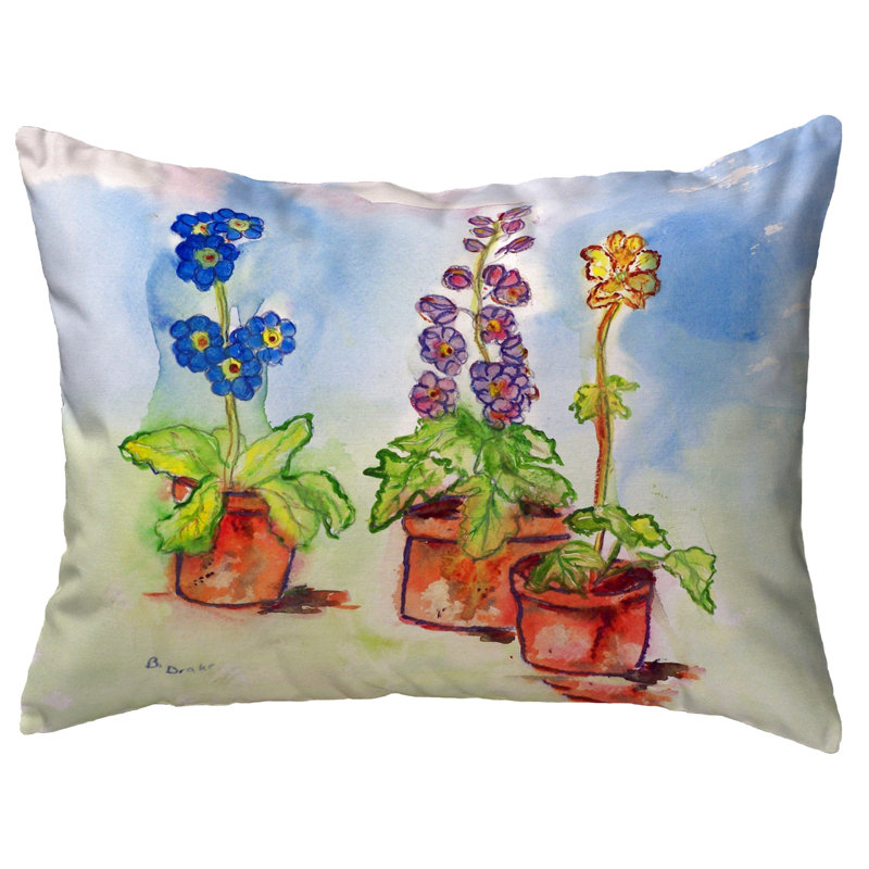  Potted Flowers Outdoor Rectangular Pillow Cover & Insert, 11" x 14"