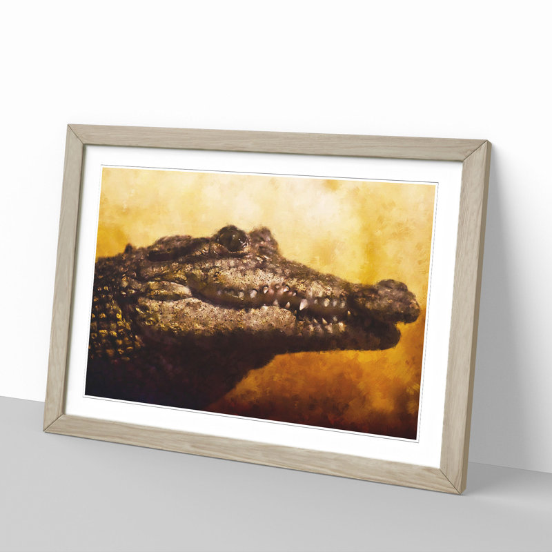 Alligator - Framed Print, 36cm H x 48cm W x 2cm D, Oak Framed