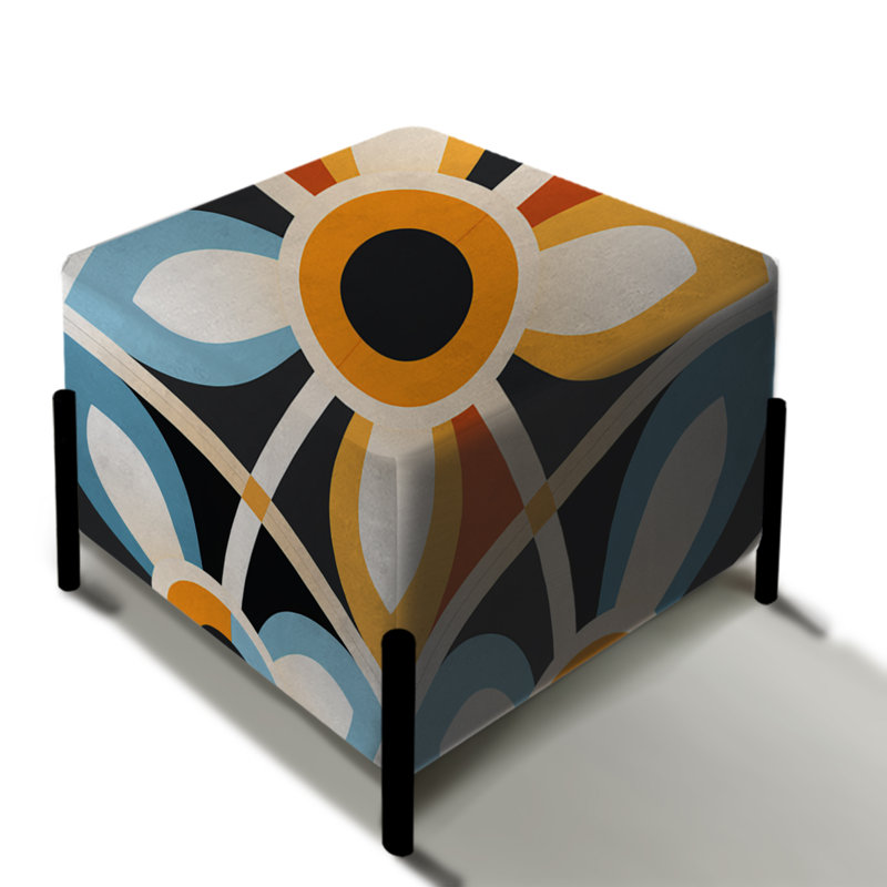 Motif de mosaïque rustique orange et bleu - repose-pieds carré géométrique