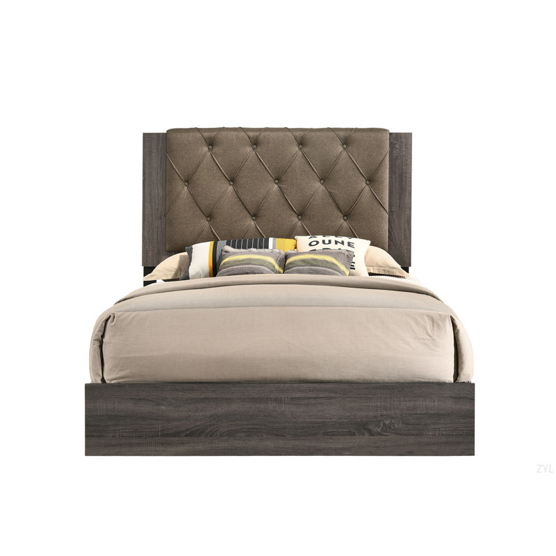 Tissu et lit EK au fini chêne gris rustique