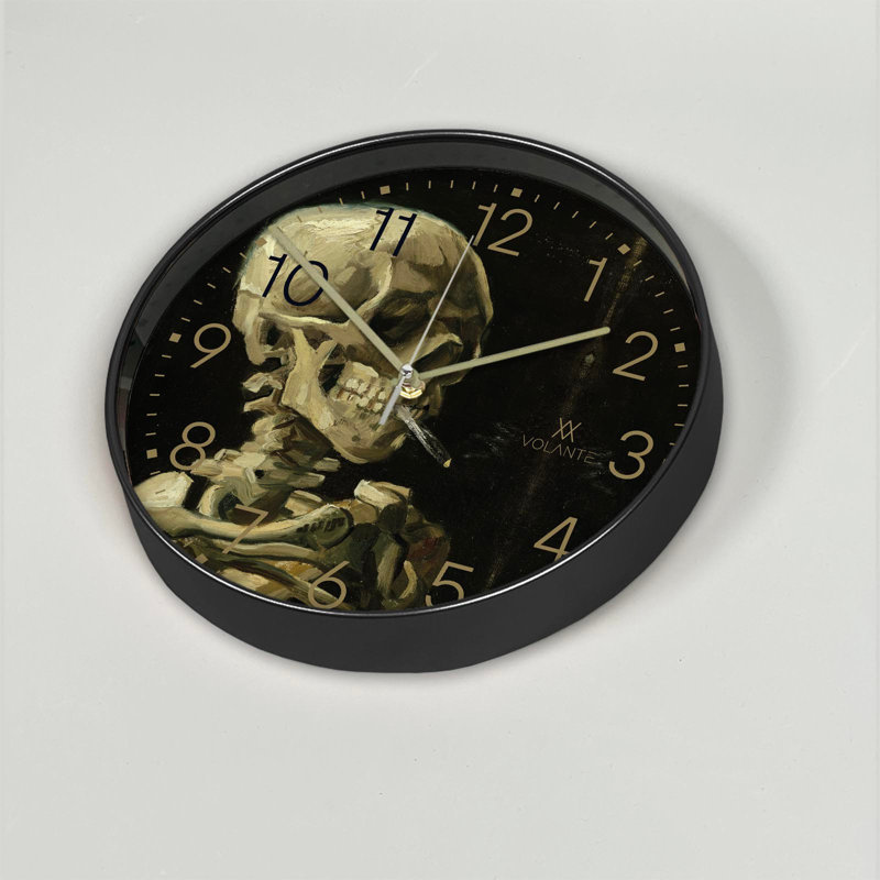 Horloge murale Cobleskill Elegant, 12 po de diamètre, 1,8 po d'épaisseur | Cadre 100% plastique, couvercle en verre véritable | Parfait pour la décoration intérieure, le salon et le bureau | Horloge élégante au design moderne