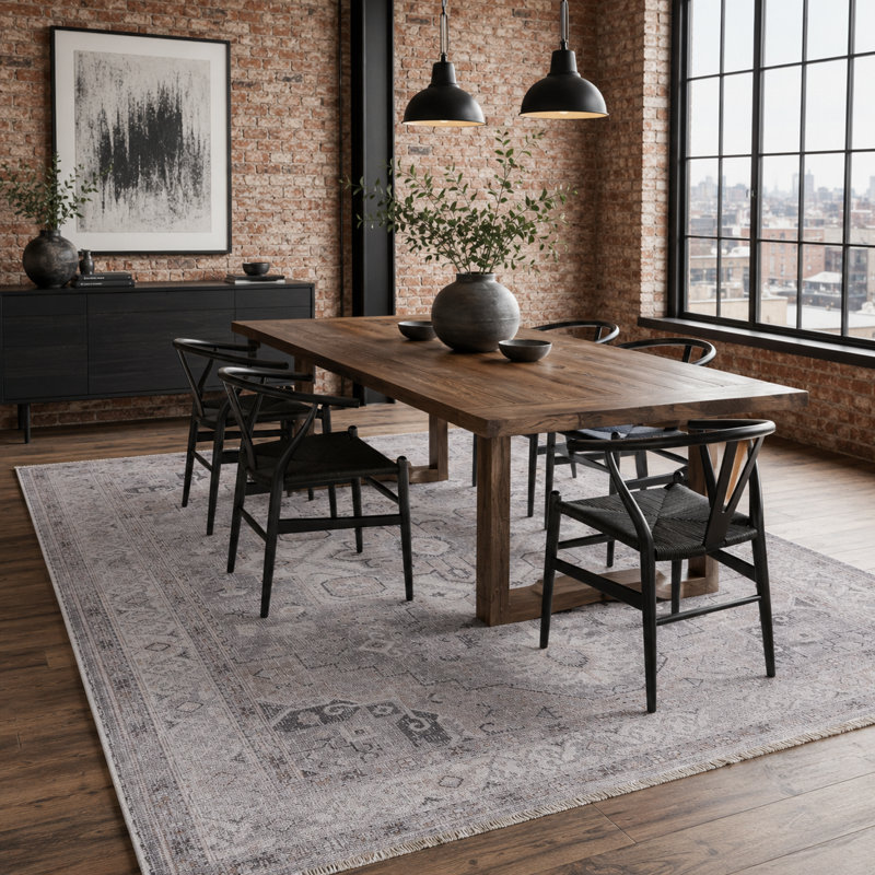 Vintage Look Cotton and Chenille Flatweave Area Rug, 160 cm round