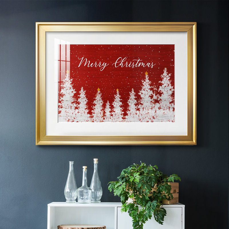 «Merry Christmas», reproduction d'art encadrée, H 19 po x l 27 po x P 1,5 po, Or