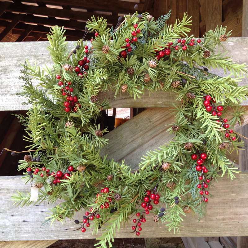 Faux Pinecones 24'' Wreath