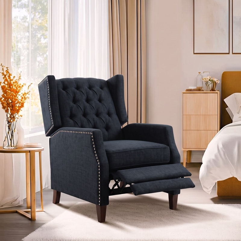 Fauteuil inclinable manuel 27 po avec garniture cloutée, Black