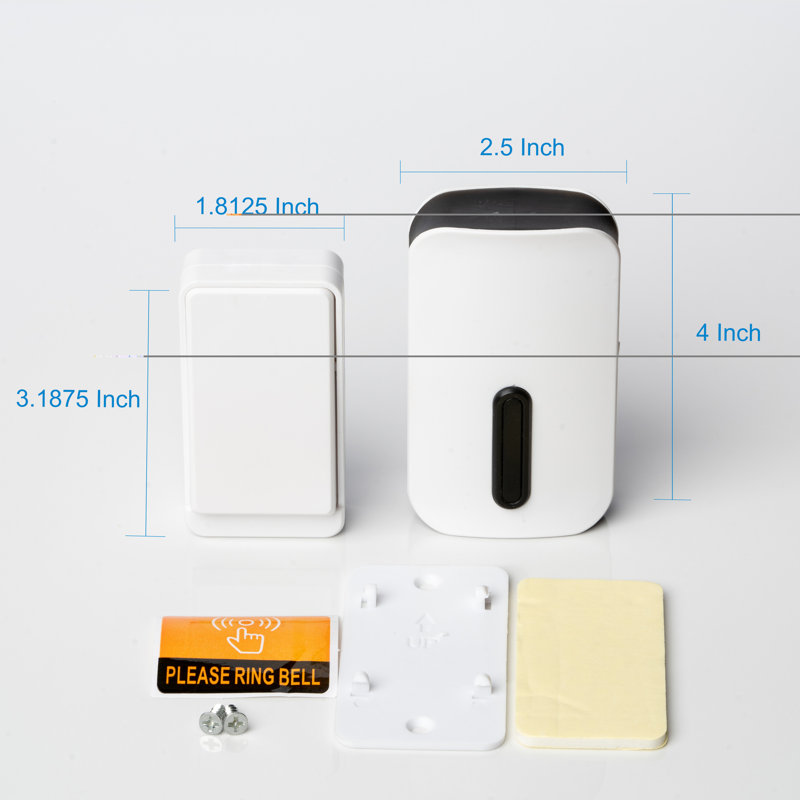 Doorbell Wireless, Waterproof Doorbell Chime Kit, 38 Doorbell Chimes And 3 Volume Level, Doorbells For Home Over 1000 Feet Operating Range (1 Receiver X 1 Push Button) in , Rectangle