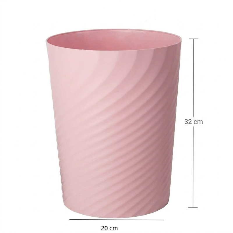 Pink 12L Plastic Waste Bin for Kids Room, Office, Kitchen