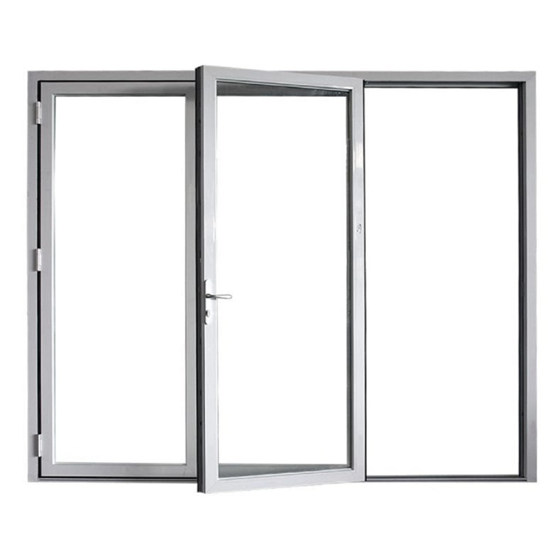 Portes de patio pliantes en aluminium, Blanc, S'ouvre à droite vers l'extérieur, H 84 po x l 120 po x P 3 po
