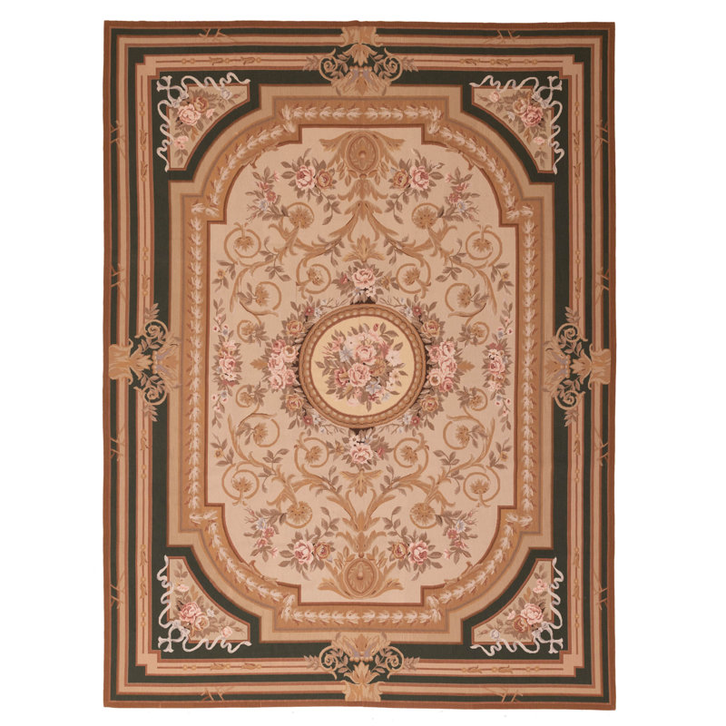 Tapisserie française kilim beige 8 pi 10 po x 11 pi 11 po