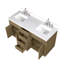 Meuble-lavabo double en chêne gris 60 po L 22 po x P 22 po avec plateau en similicuir et robinet inclus-1876228674-1876228673