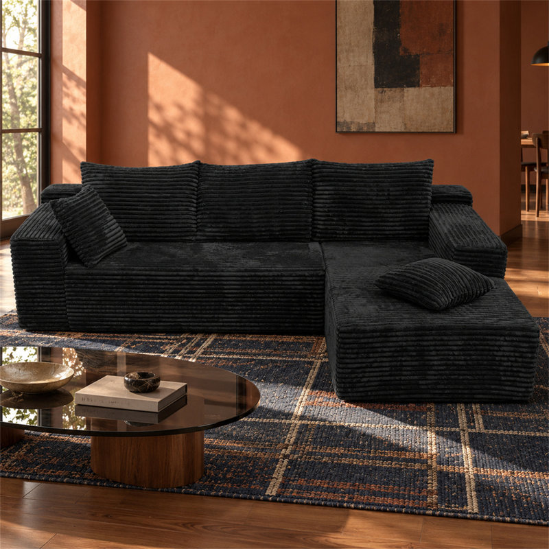 3 Seater Corduroy Corner Sofa