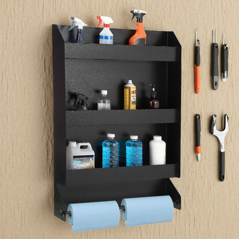 BLACK Three-layer  Work Station Storage Cabinet storage cabinet Flip Up Work Tray with Spring Loaded Tissue Tensioner Aluminium Garage