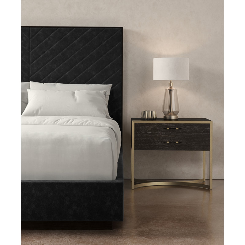 Meet U In The Middle Upholstered Standard Bed, Queen, Black