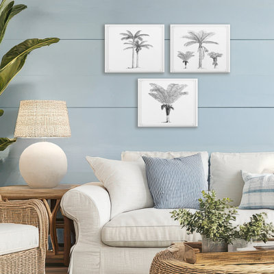 Ensemble de toiles 3 pièces Minimal Vintage Palm Tree Sketches
