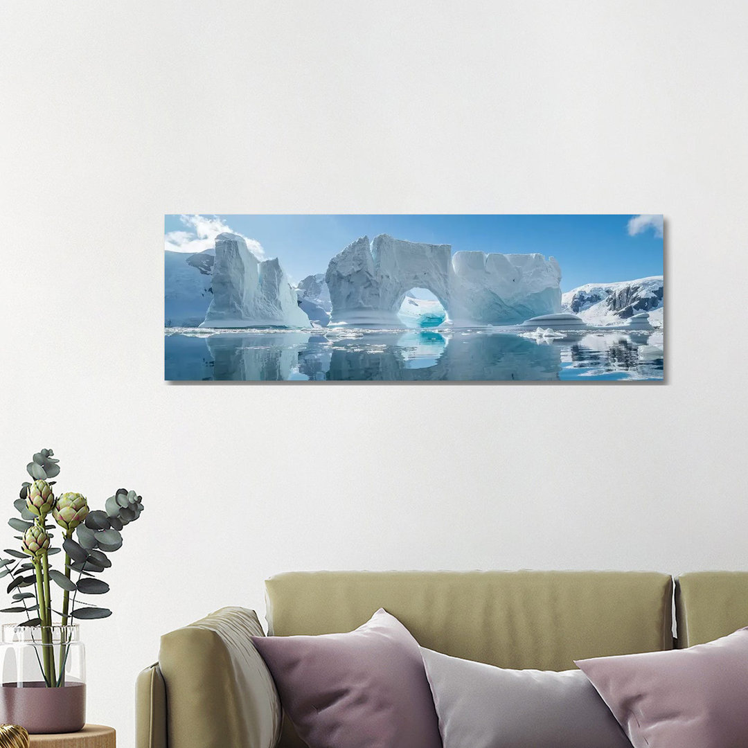 Icebergs Floating In The Southern Ocean, Antarctic Peninsula, Antarctica - Wrapped Canvas Panoramic Print