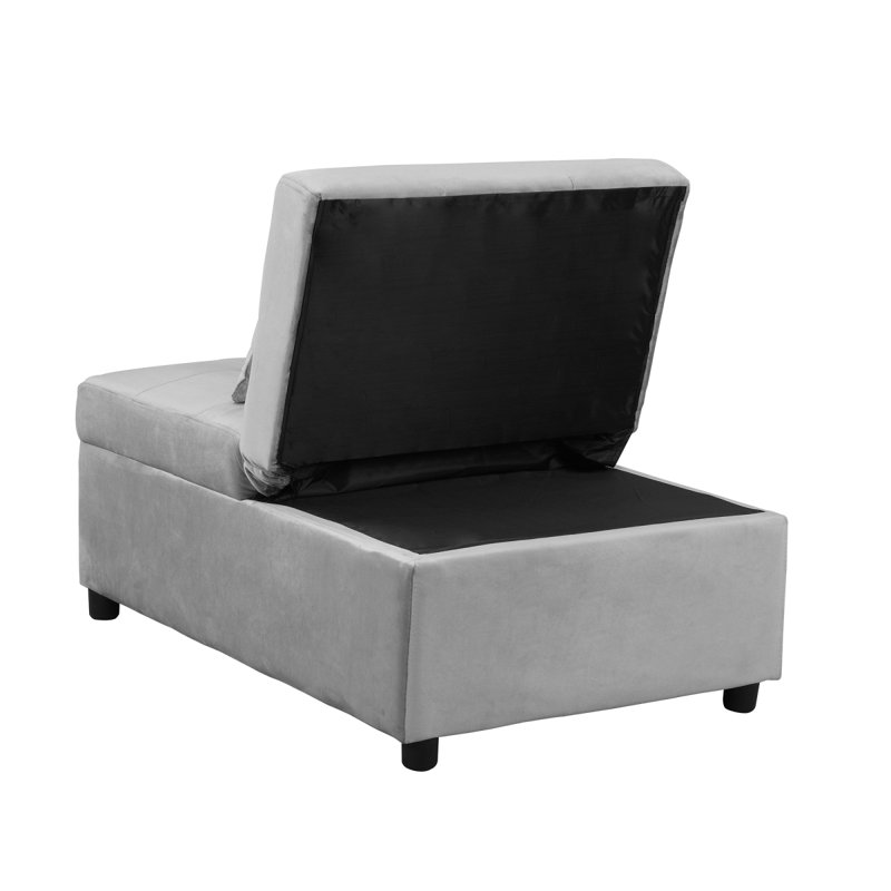 Canapé-lit pliant avec repose-pieds gris, Velours gris velours, Gris
