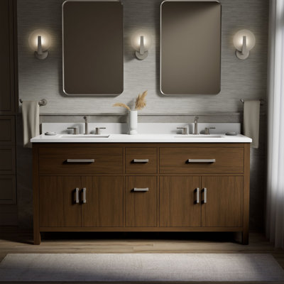 Kresla72" Bathroom Vanity Cabinet With Sinks And Quartz Top