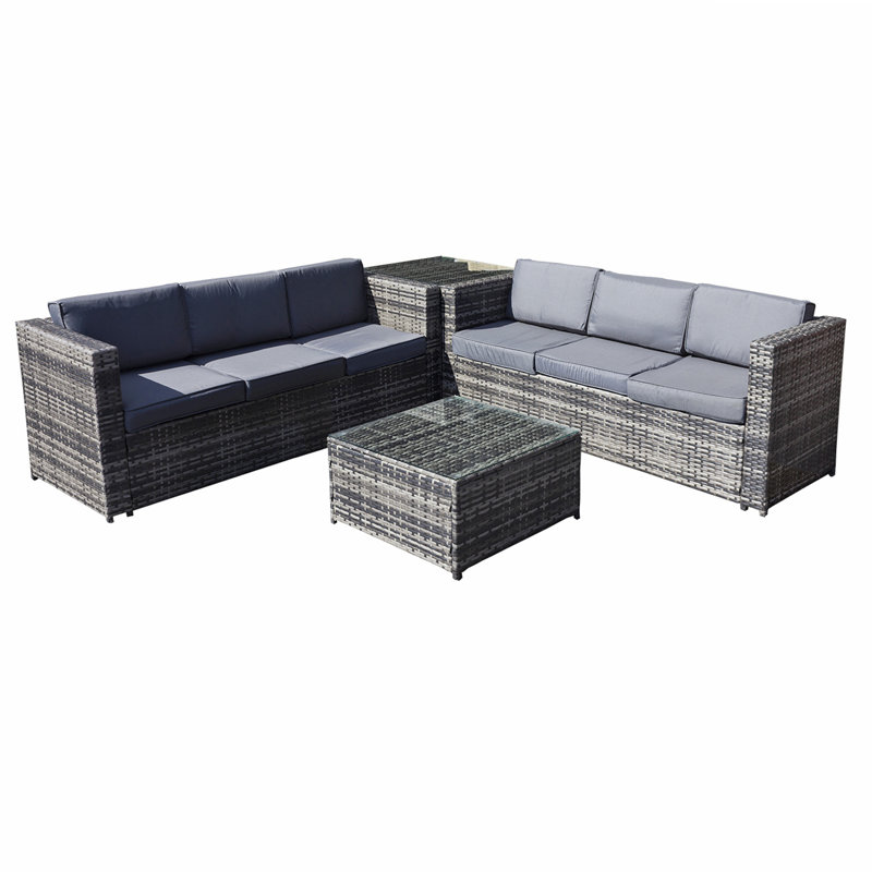 Malta Rattan 6 Seater Corner Set in Walnut Grey