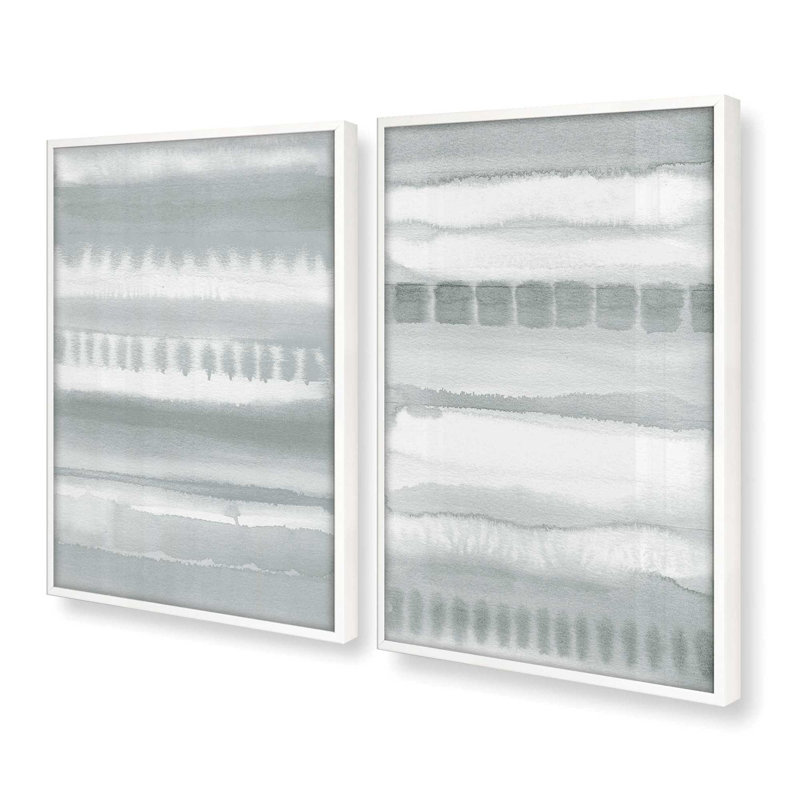 Ensemble de 2 impressions à dégradé doux, Cadre opaque blanc, H 15,5 po x l 23,5 po x P 1,25 po