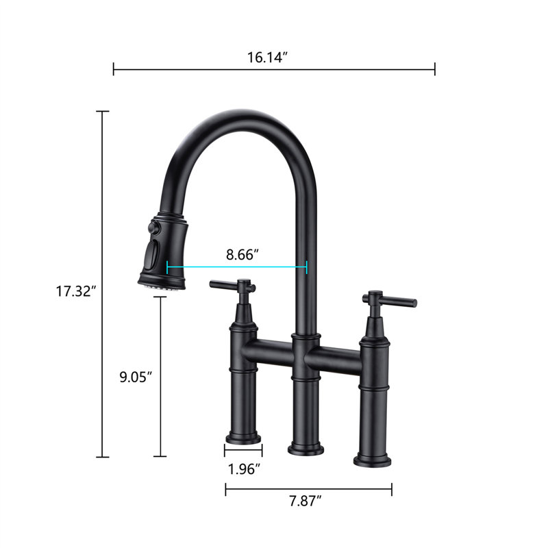 Kozart Pull Down Kitchen Faucet, Matte Black