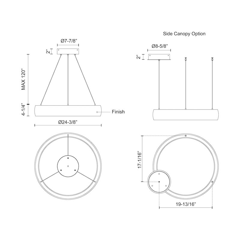 Halo 1 - Light LED Pendant, White, 126.01" H x 23.25" W x 23.25" D