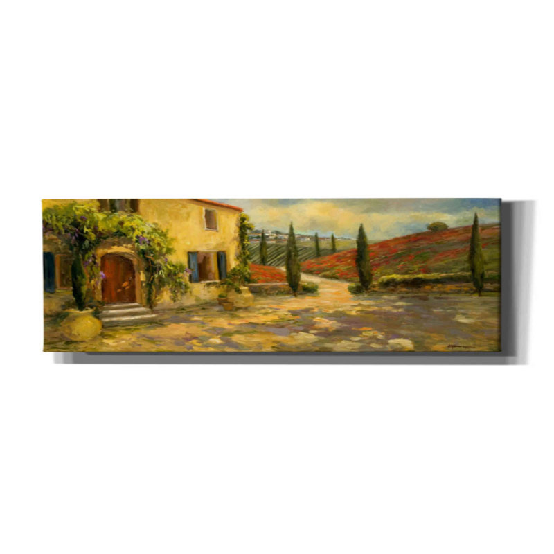«Red Tuscan Fields» par Allayn Stevens, art mural sur toile, H 12 po x l 36 po x P 1,5 po