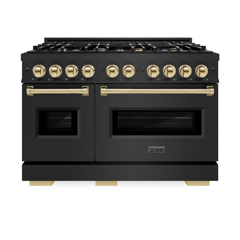 ZLINE Autograph 48" Classic Dual Fuel Black Stainless Range w/ Bronze Accents, Gold