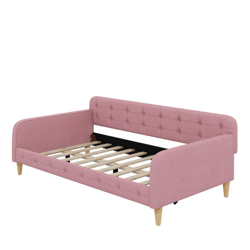 Twin Size Upholstered Daybed With Legs, Twin, Rubine
