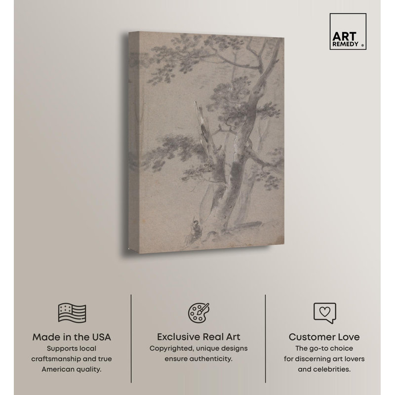 Vintage Gray Wrapped Canvas Landscape Art, 15" x 10"