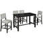 Ensemble de salle à manger 5 pièces à hauteur de comptoir, table élégante classique et 4 chaises-1306183761
