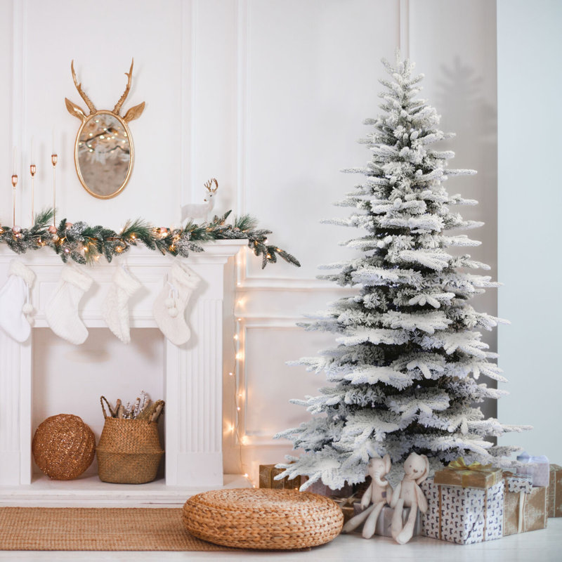 7.5 ft Flocked Pine Valley Artificial Christmas Tree
