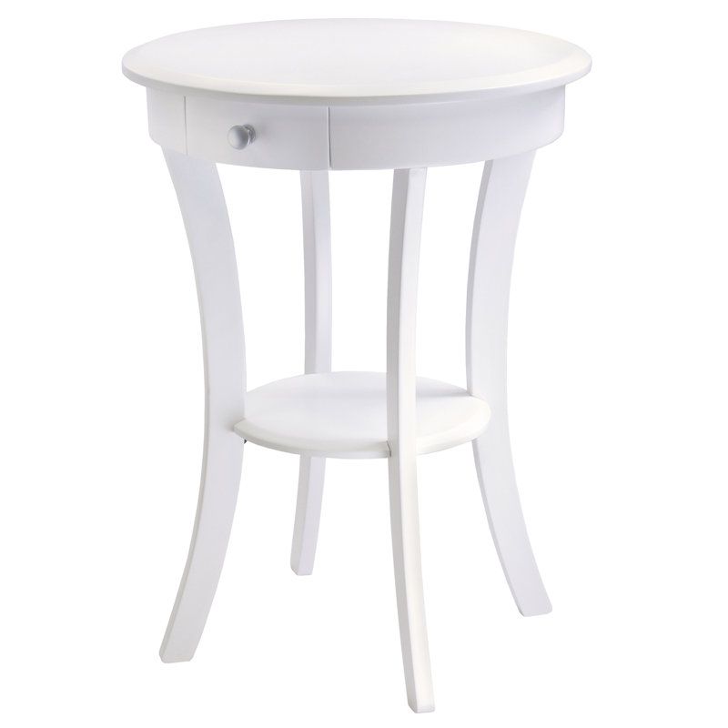 Table de bout en bois massif avec rangement Alabama, Blanc