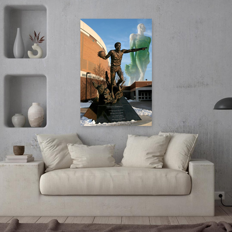 Statue of Earvin 'Magic' Johnson Jr. Sparty Magic Michigan State Spartans Michigan USA 1 Piece Wrapped Canvas Wall Art