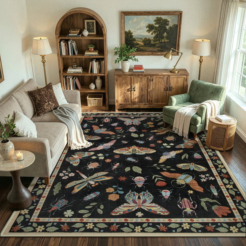 Goldene Animal and Insect Washable Floor Mat - Non-Slip Area Rug, Rectangle 8' x 10'