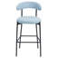 Tabouret de bar 26 po à hauteur de comptoir avec housse en tissu pour îlot de cuisine avec base thermolaquée noire et repose-pieds (Bleu)