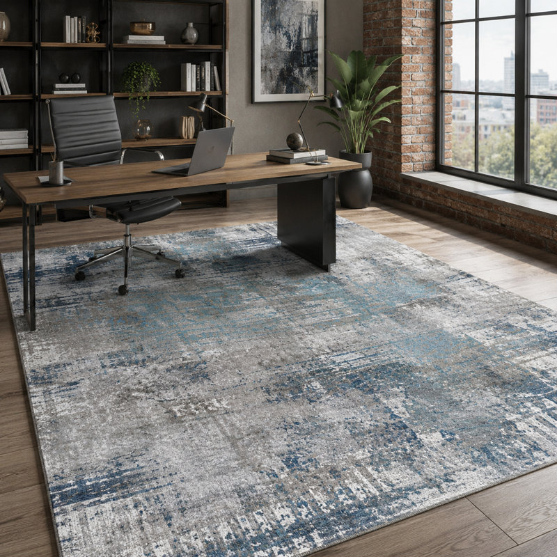 Abstract Cotton and Chenille Flatweave Area Rug, 60 x 100 cm