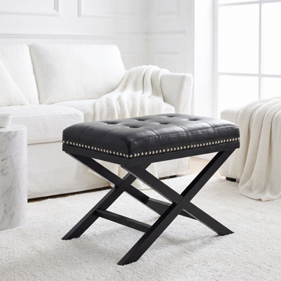 Pouf Porto en similicuir noir