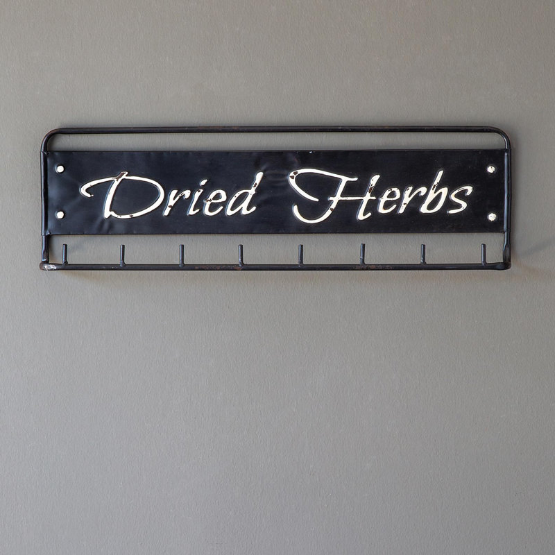 Dried Herbs Metal Hanging Rack Wall Décor, Dried Herbs