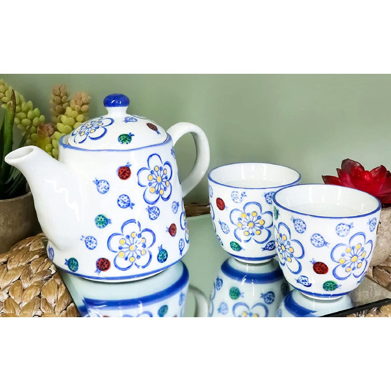 Red Barrel Studio® 18 fl. oz. Stovetop Safe Ceramic Floral Teapot Set Teapot For