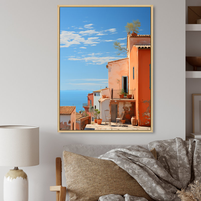 Ladarrin, Italie, tons de terre cuite, Fontanas V sur toile, H 32 po x l 24 po x P 1 po, Cadre naturel flottant