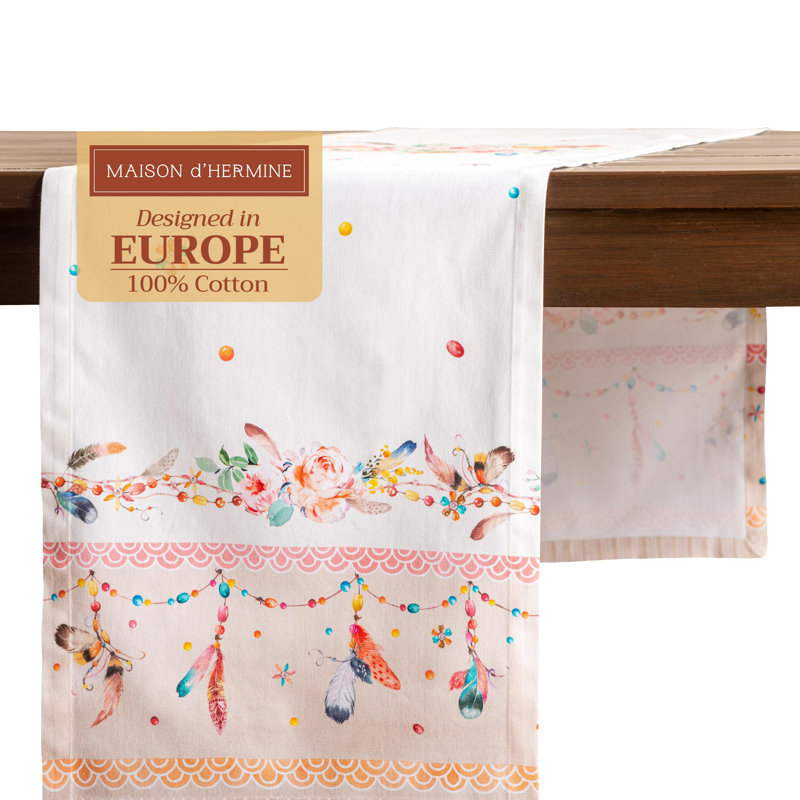 Chemin de table 100% coton Maison d’Hermine, L 72 po x l 14,5 po