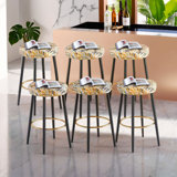 Upholstered With  Footrest For Kitchen Island Bar Stools (Set of 6)