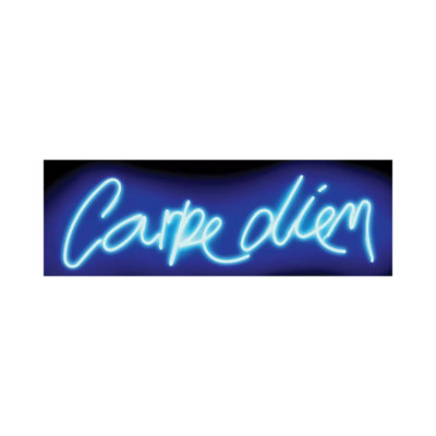 Neon Carpe Diem Blue On Black by Hailey Carr - Wrapped Canvas Gallery-Wrapped Canvas Giclée
