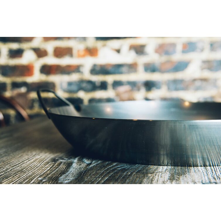 Matfer Bourgeat Black Carbon Steel Paella Pan, 14 1/8