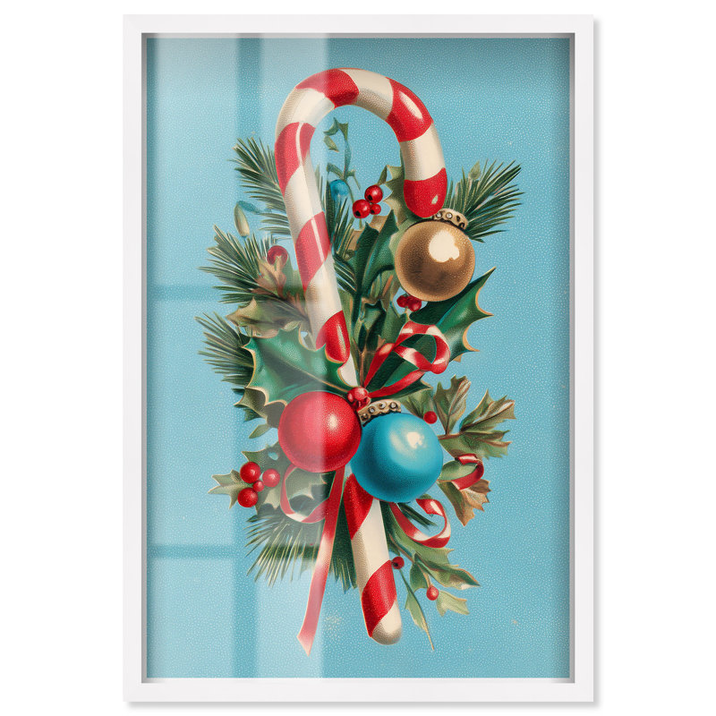 Décoration murale de Noël «Candy Cane Bouquet II» par Art Remedy, cadre noir, 11 x 16, Cadre blanc, H 16 po x l 11 po