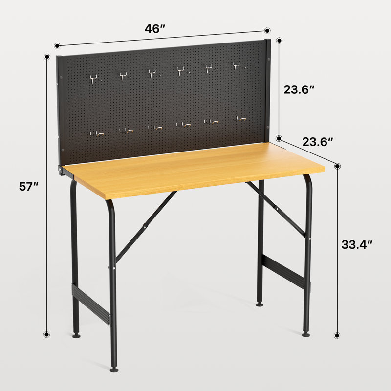 Banc de travail de 46 po avec banc perforé réglable pour atelier de menuiserie
